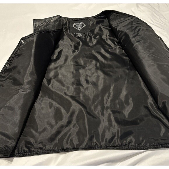 Diamond Plate Buffalo Leather Vest 2XL Live To Ride - Picture 5 of 16